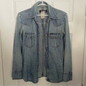 Diesel Vintage Blue Jean Button Down Shirt Small